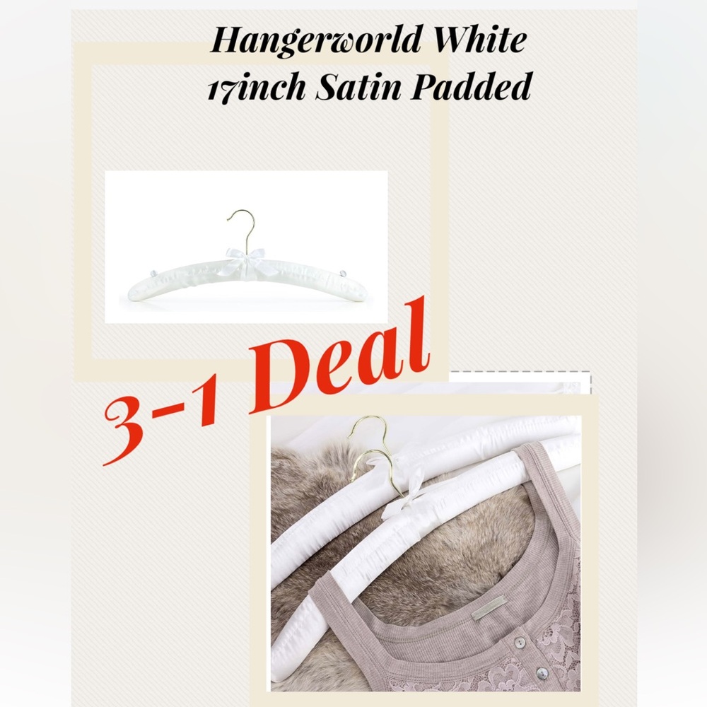 3-1 Hanger  White 17inch Satin Padded hangers
